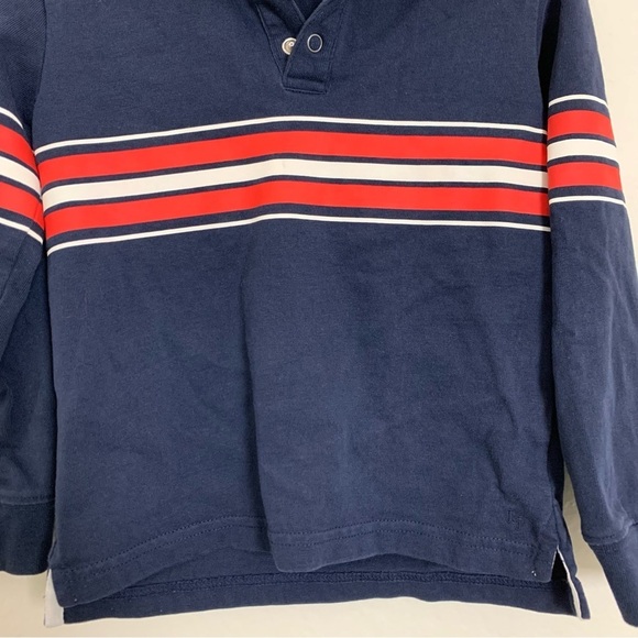 Janie And Jack Polo Rugby Stripe Long Sleeve Shirt Boys Size 5 Navy Blue - Picture 8 of 11